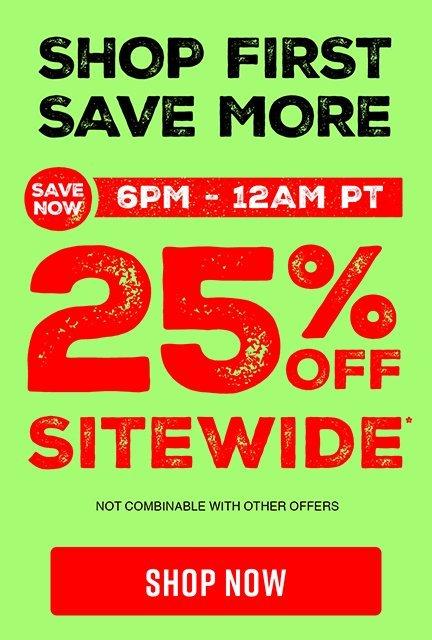 Shop 25% Off Sitewide