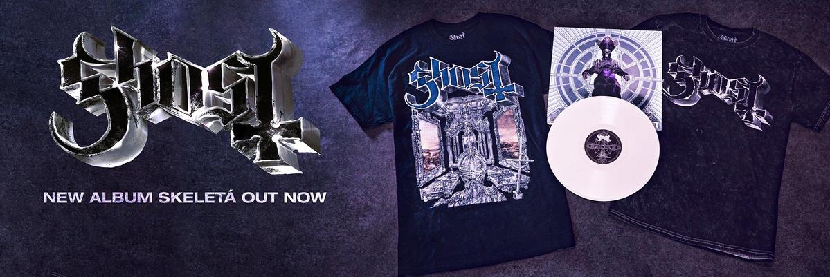 Ghost products such as tees and new album