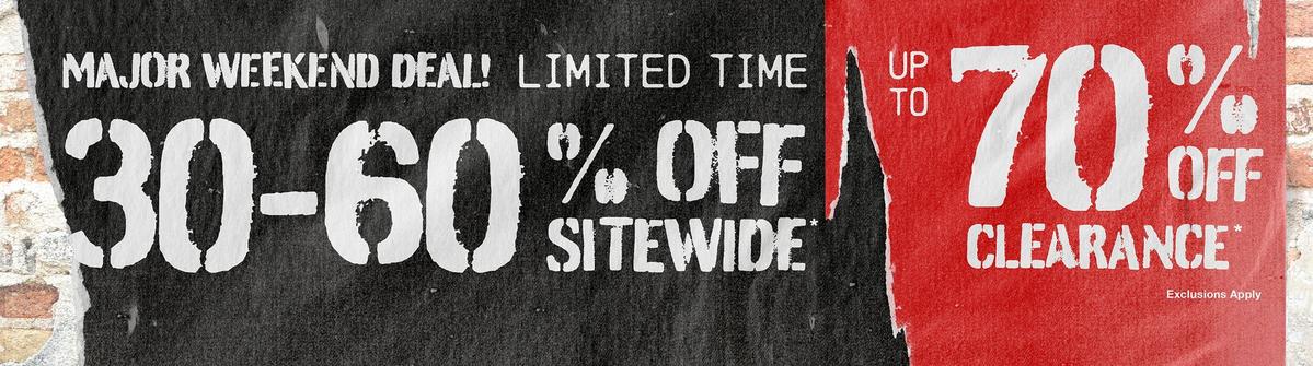 30% - 60% Off Sitewide & Up To 70% Off Clearance