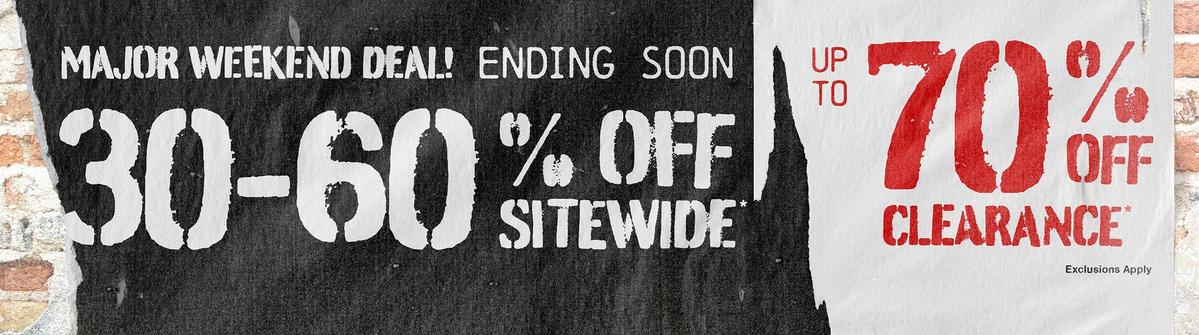 30% - 60% Off Sitewide & Up To 70% Off Clearance