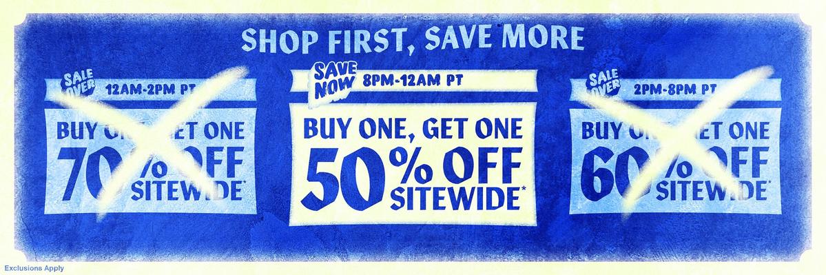 BOGO 50% Off Sitewide