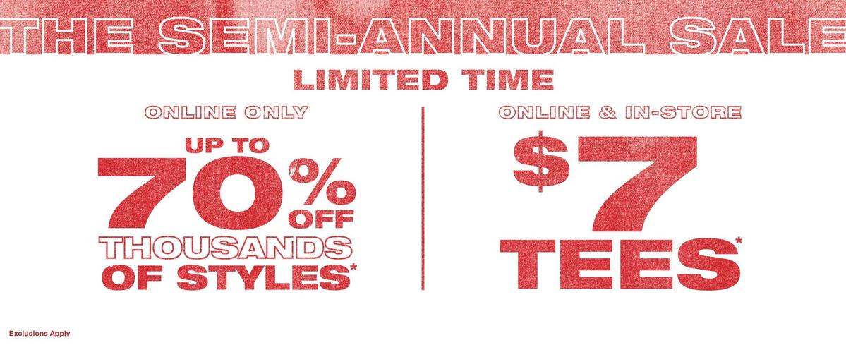 Up To 70% Off Semi Annual Sale