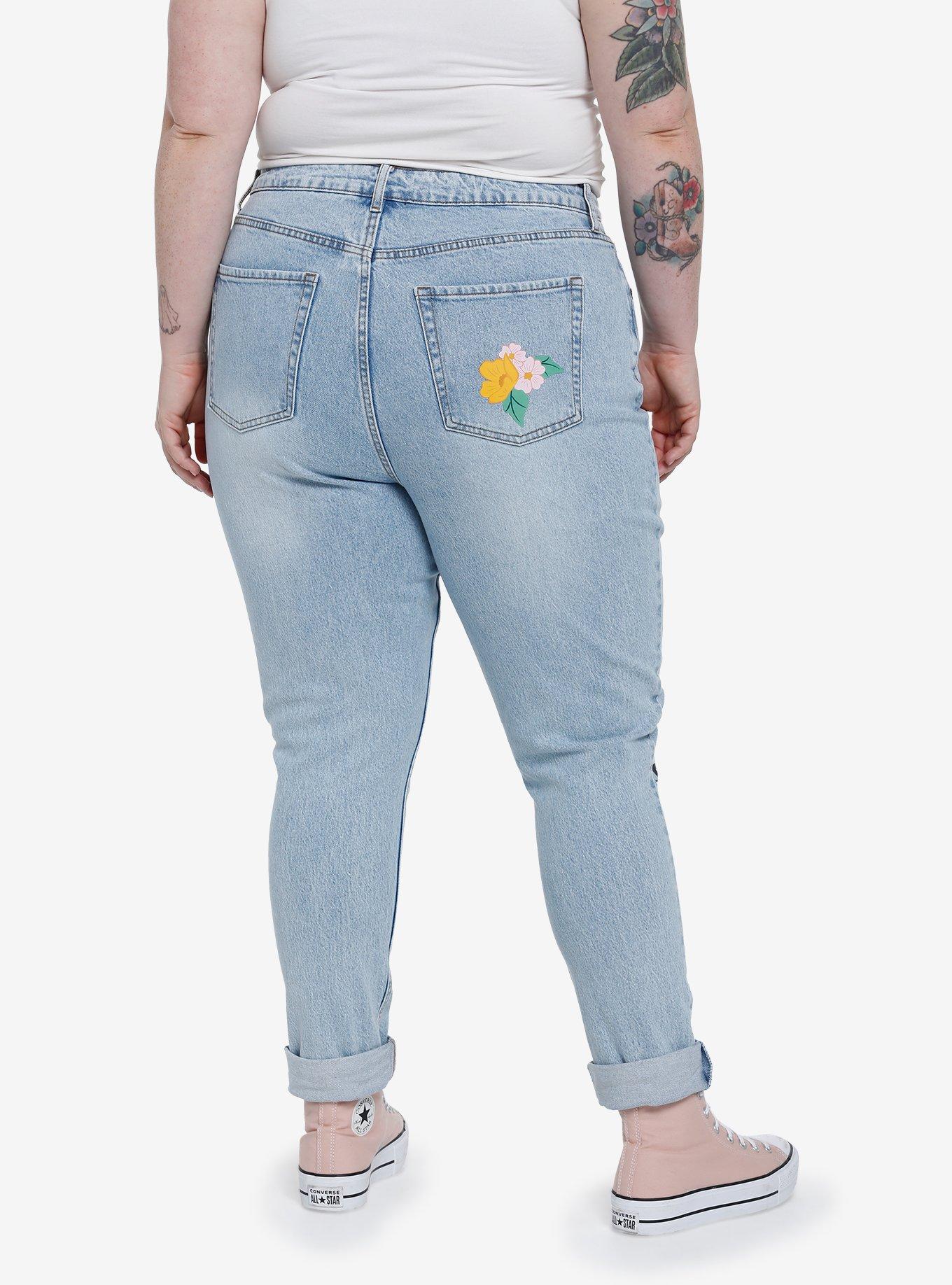 Disney Mickey Mouse Floral Mom Jeans Plus Size, , hi-res