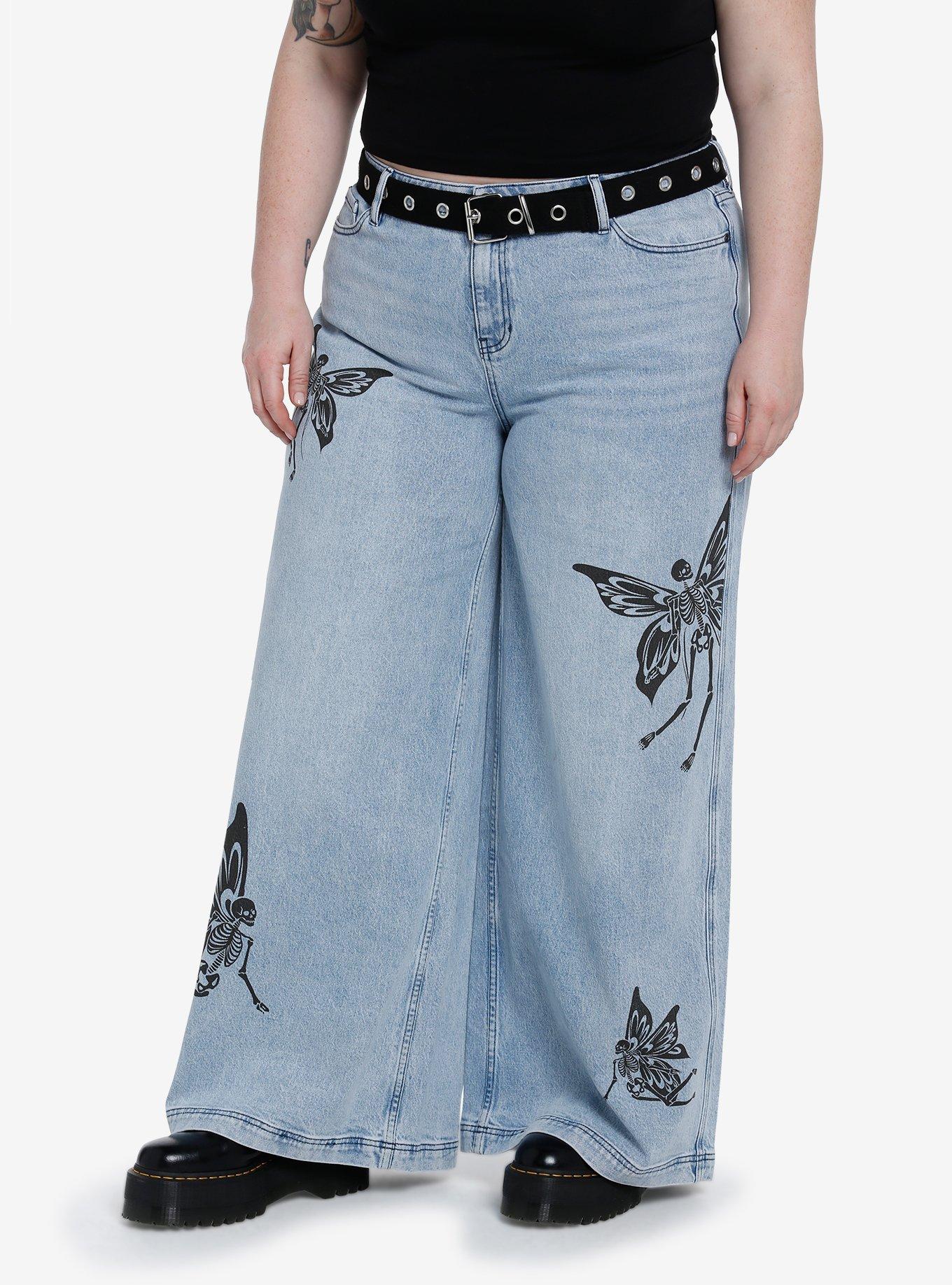 Sweet Society Skeleton Fairy Straight Leg Jeans Plus Size, INDIGO, alternate