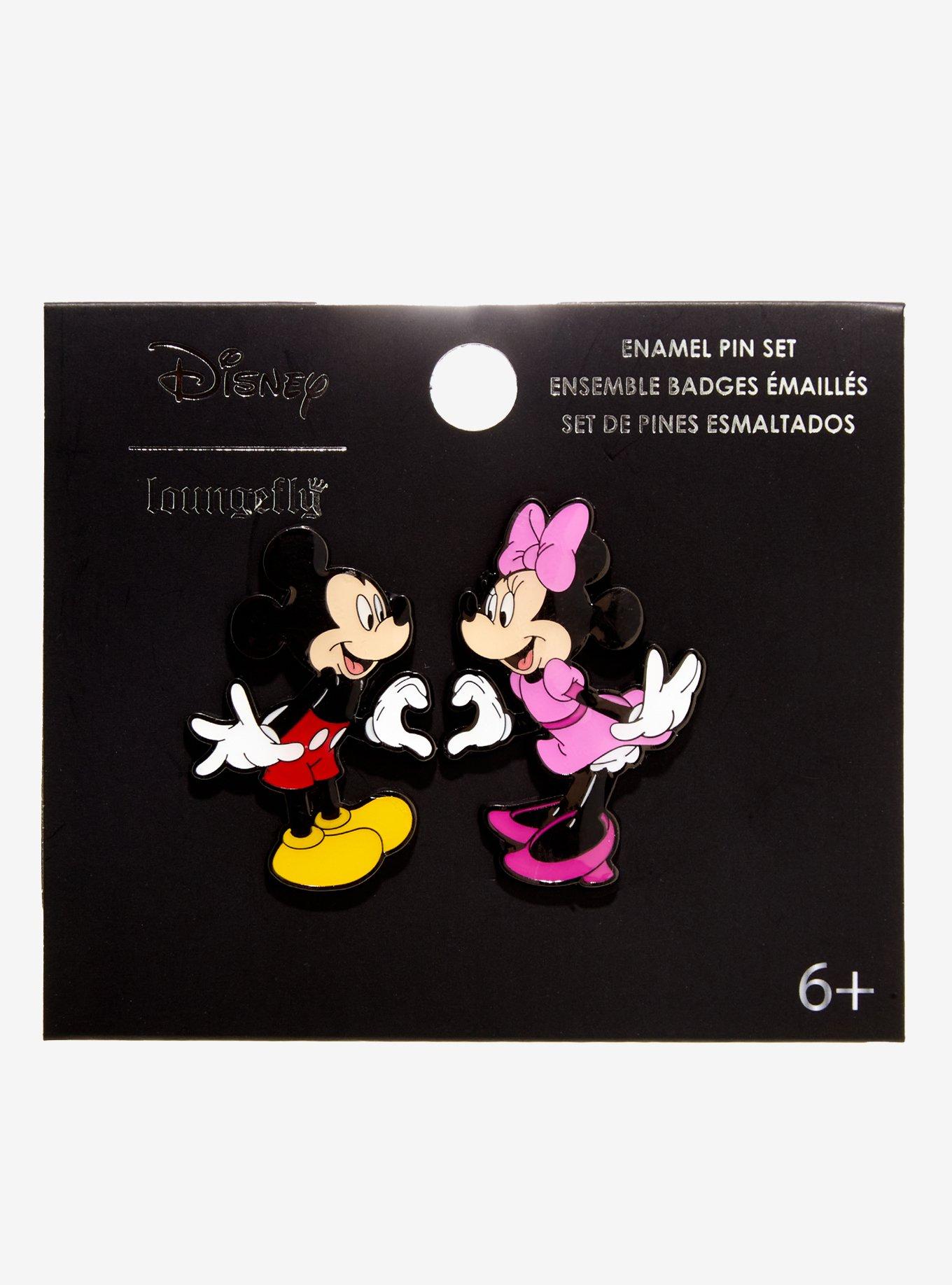 Loungefly Disney Mickey Mouse & Minnie Mouse Heart Enamel Pin Set, , alternate