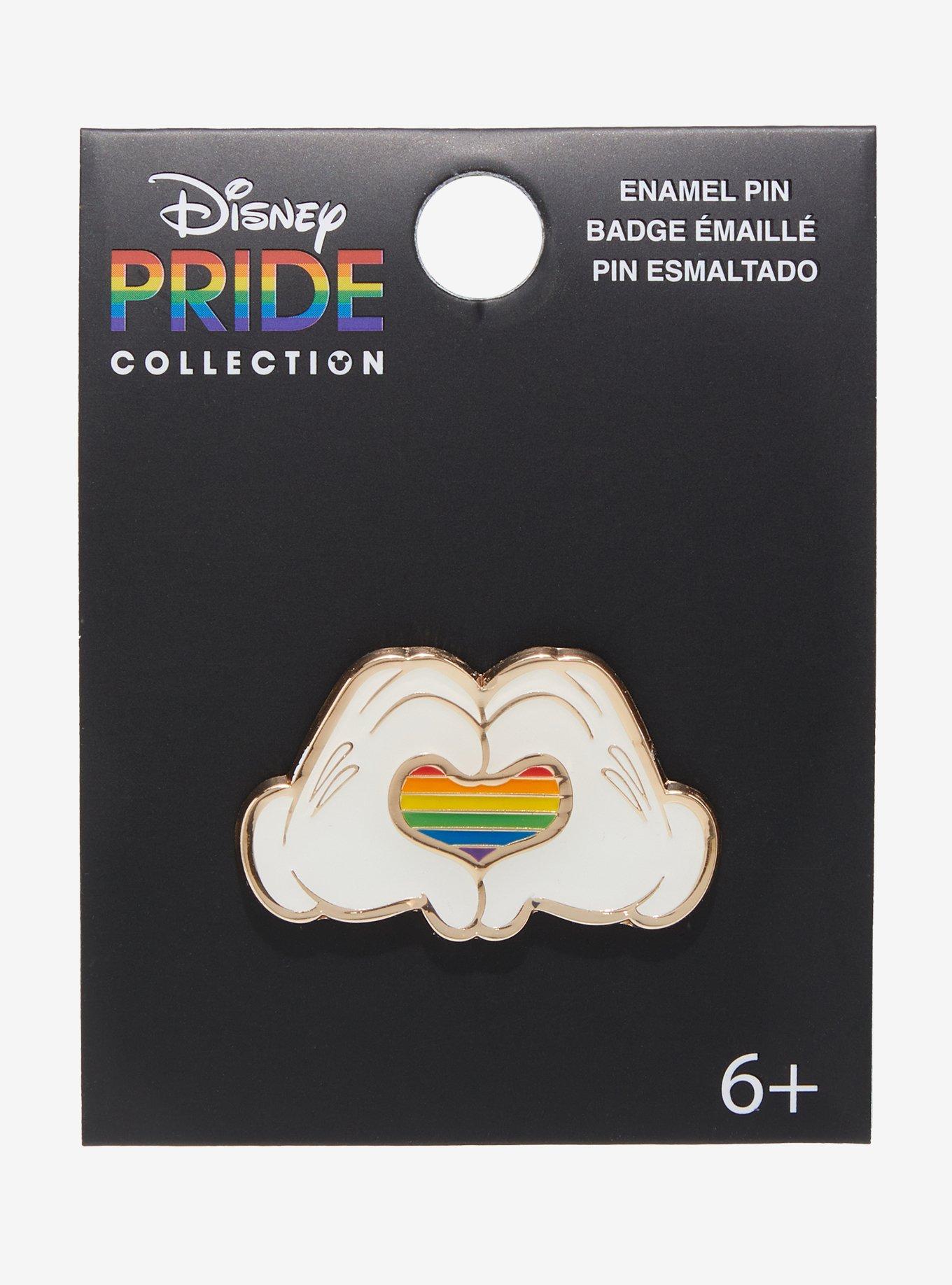 Loungefly Disney Mickey Mouse Rainbow Heart Hands Enamel Pin, , hi-res