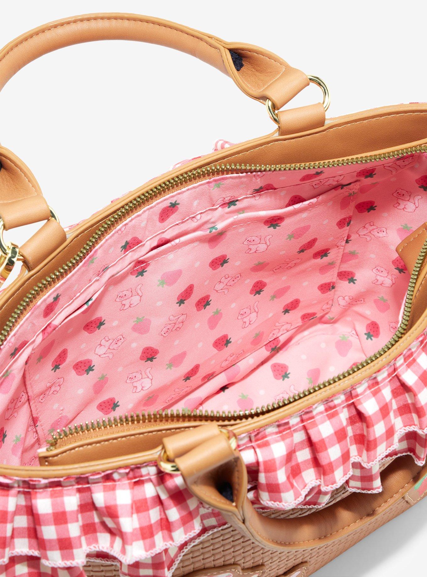 Strawberry Shortcake Gingham Basket Crossbody Bag, , alternate