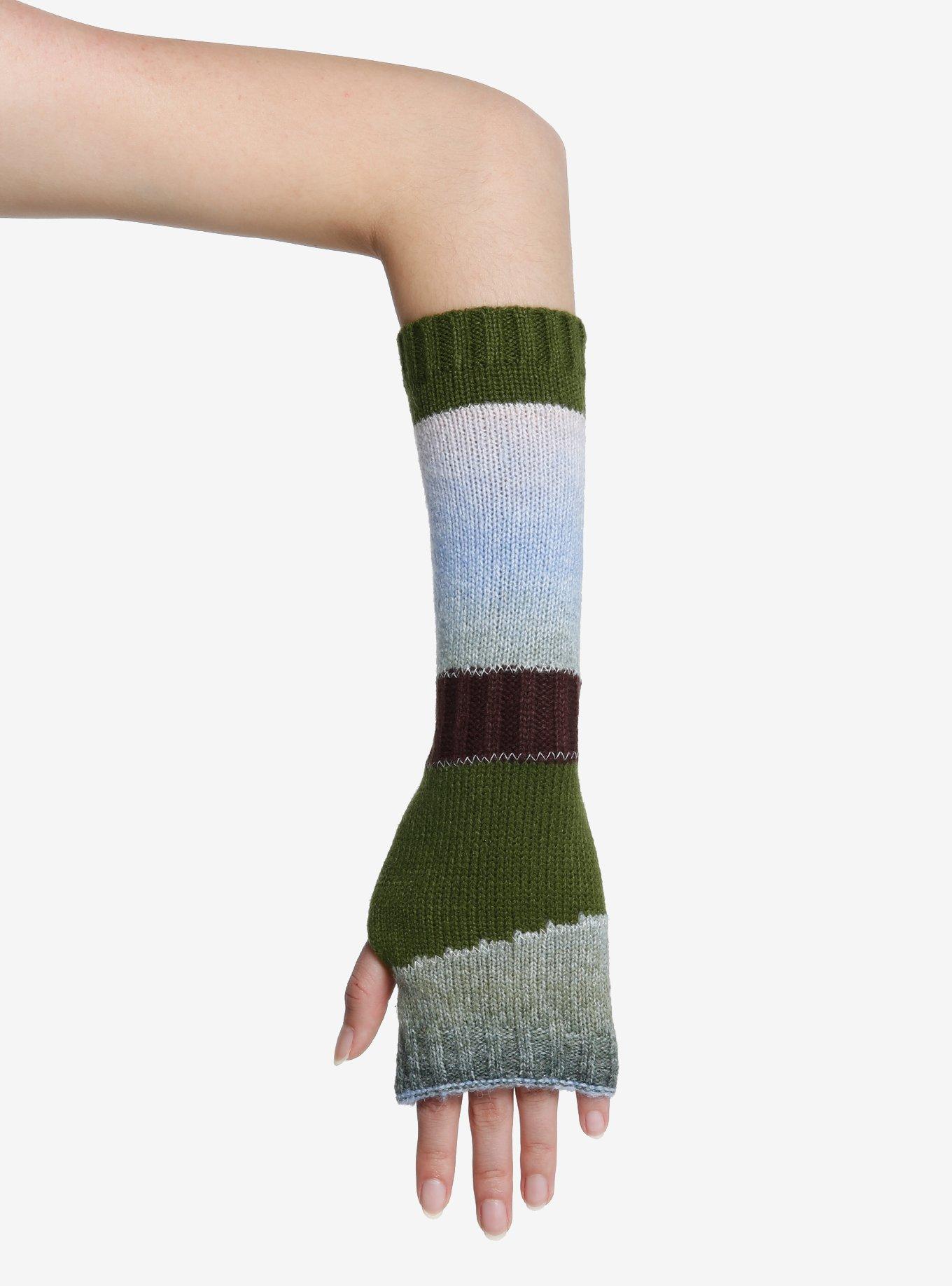 Patchwork Knit Arm Warmers, , alternate