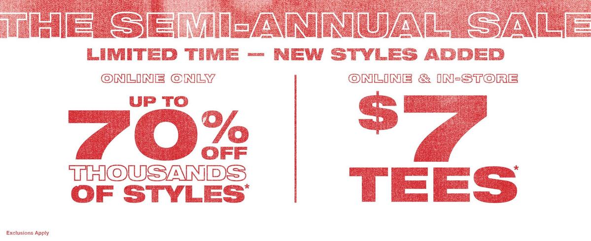 Up To 70% Off Semi Annual Sale