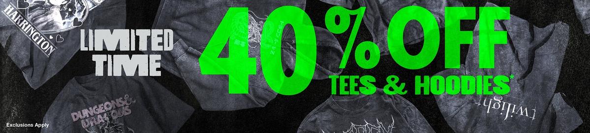 40% Off Tees And Hoodies