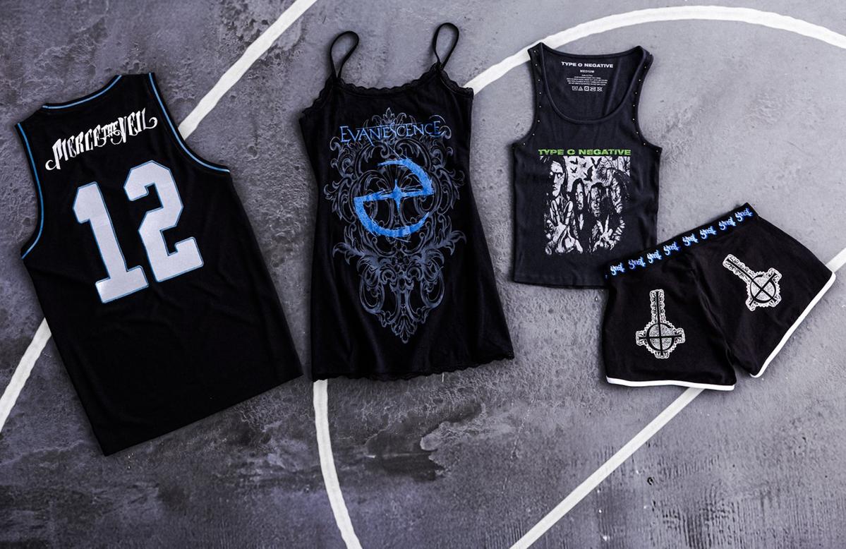 Band Merch tops and shorts