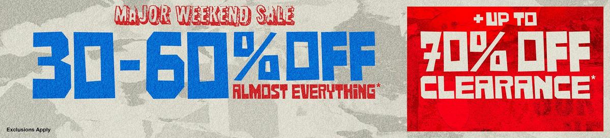 30% - 60% Off Almost Everything + Up To 70% Off Clearance