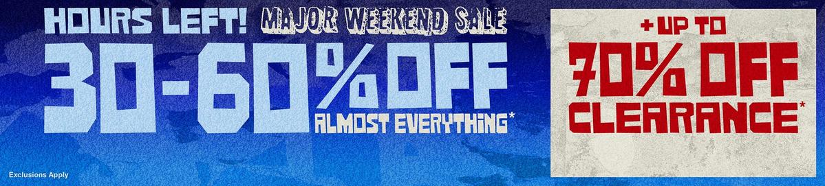 30% - 60% Off Almost Everything + Up To 70% Off Clearance