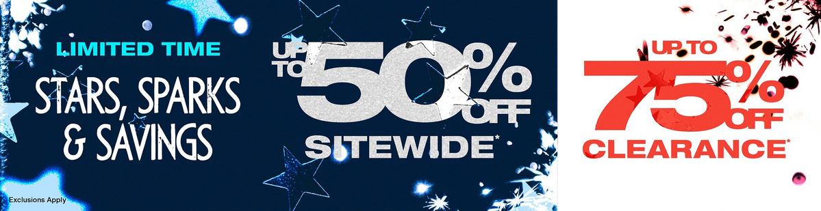 Up To 50% Off Sitewide + Up To 75% Off Clearance