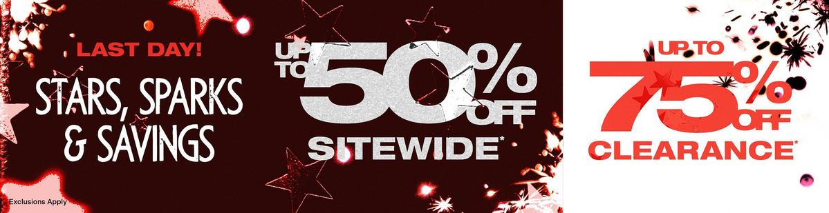 Up To 50% Off Sitewide + Up To 75% Off Clearance
