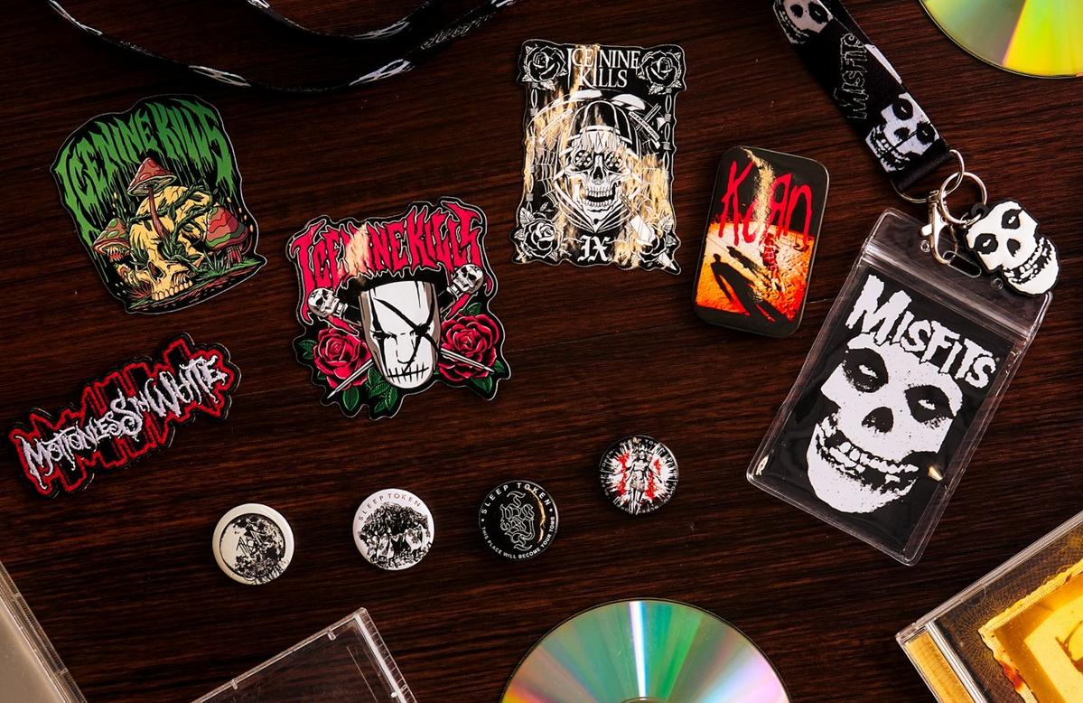 Band merch pins and accessories