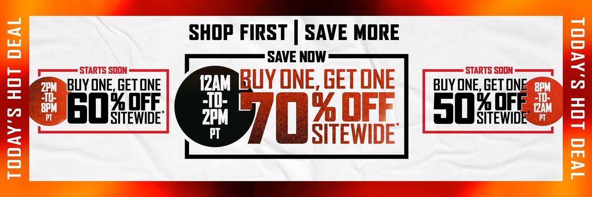 BOGO 70% Off Sitewide - 12AM To 2 PM