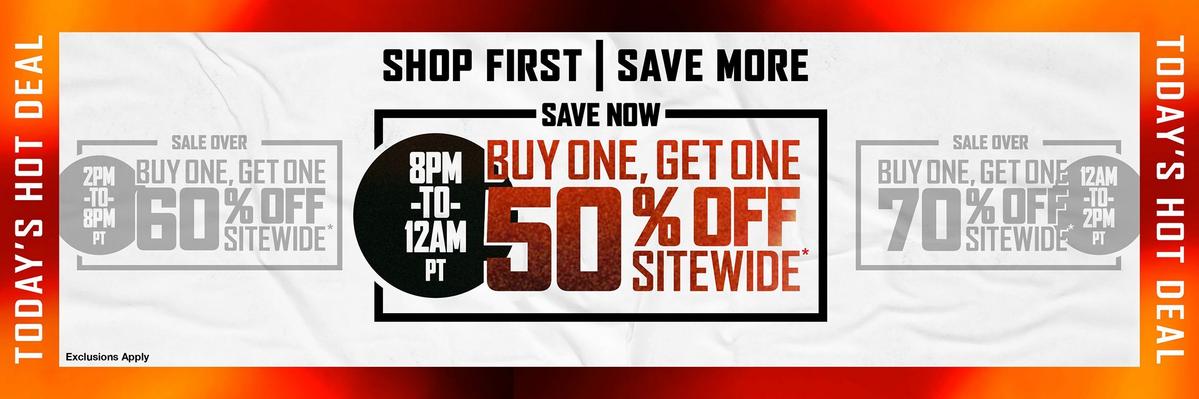 BOGO 50% Off Sitewide - 8 PM To 12 AM