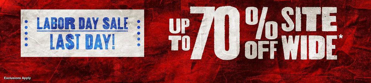 Labor Day Sale - Last Day! Up To 70% Off Sitewide