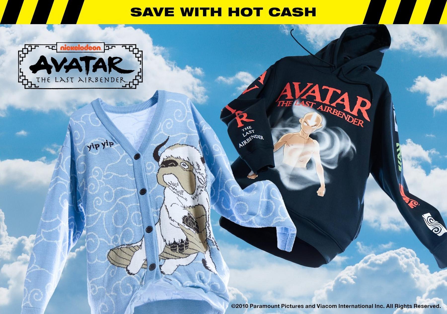 Avatar: The Last Airbender cardigan with Appa graphic and matching hoodie featuring Aang.