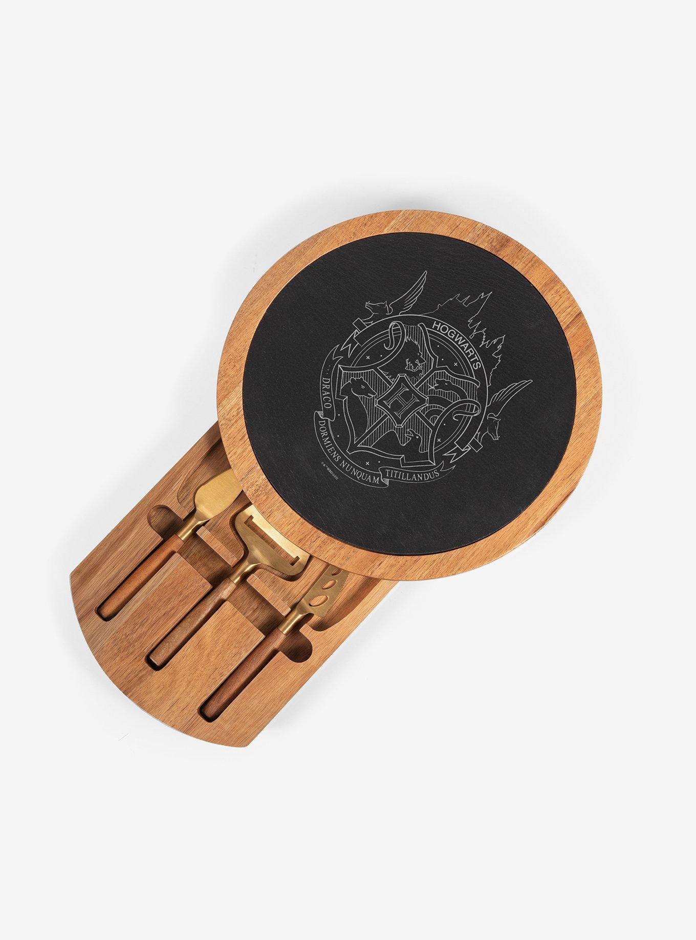Harry Potter Hogwarts Insignia Acacia And Slate Serving Board With Cheese Tools, , alternate