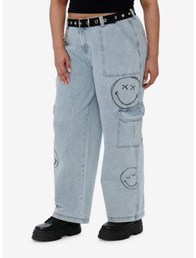 Smiley® Smileyworld Grommet Belt Denim Cargo Pants Plus Size, , hi-res