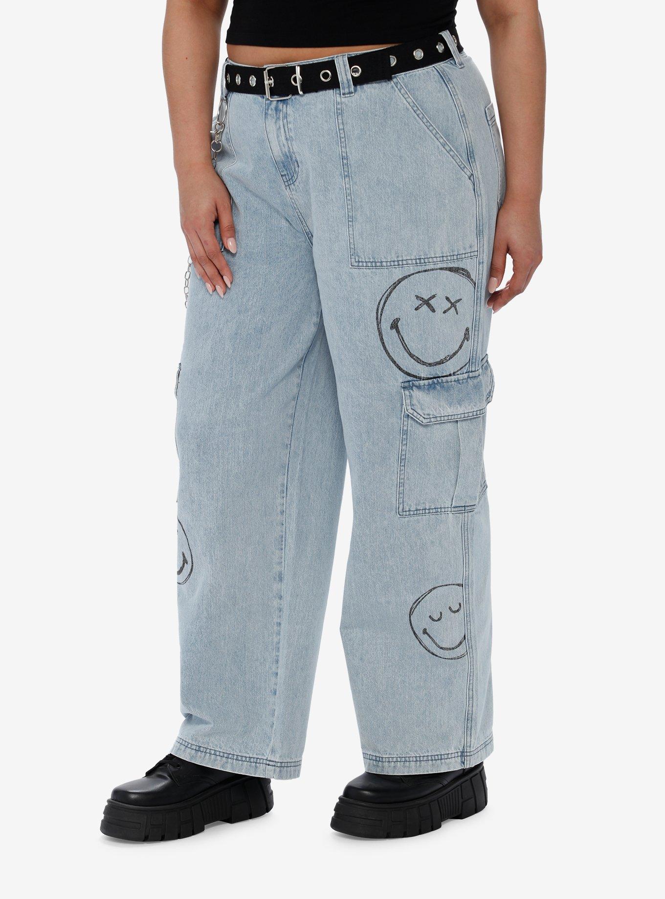 Smiley&reg; Smileyworld Grommet Belt Denim Cargo Pants Plus Size, MULTI, alternate
