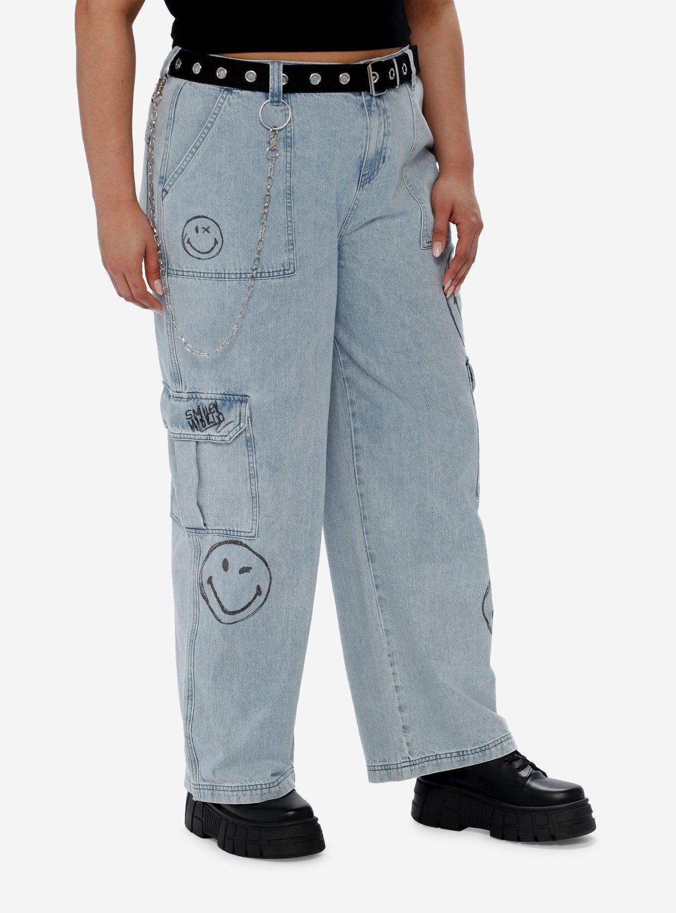 Smiley® Smileyworld Grommet Belt Denim Cargo Pants Plus Size, MULTI, alternate