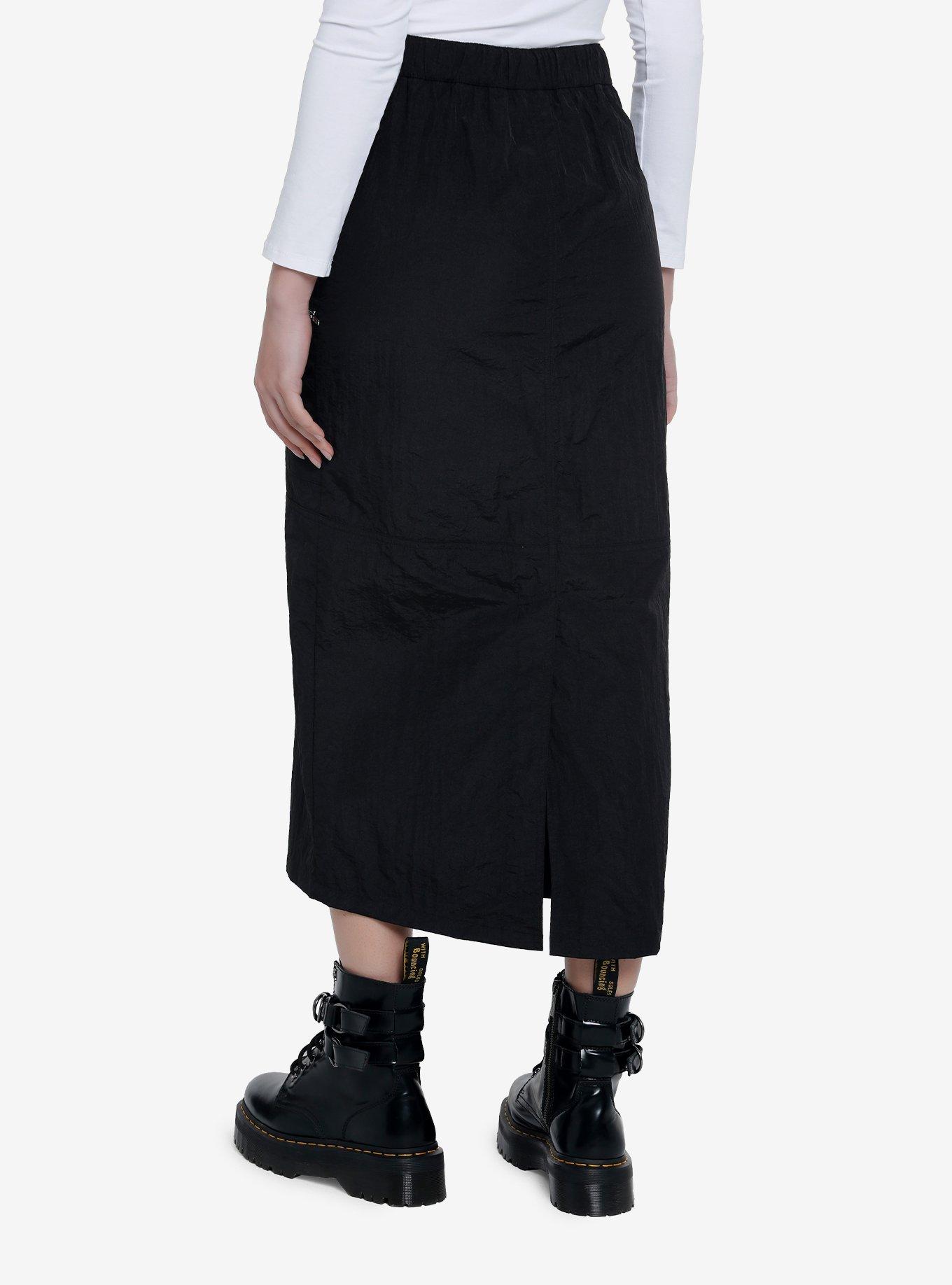 Black Cargo Maxi Skirt, BLACK, alternate
