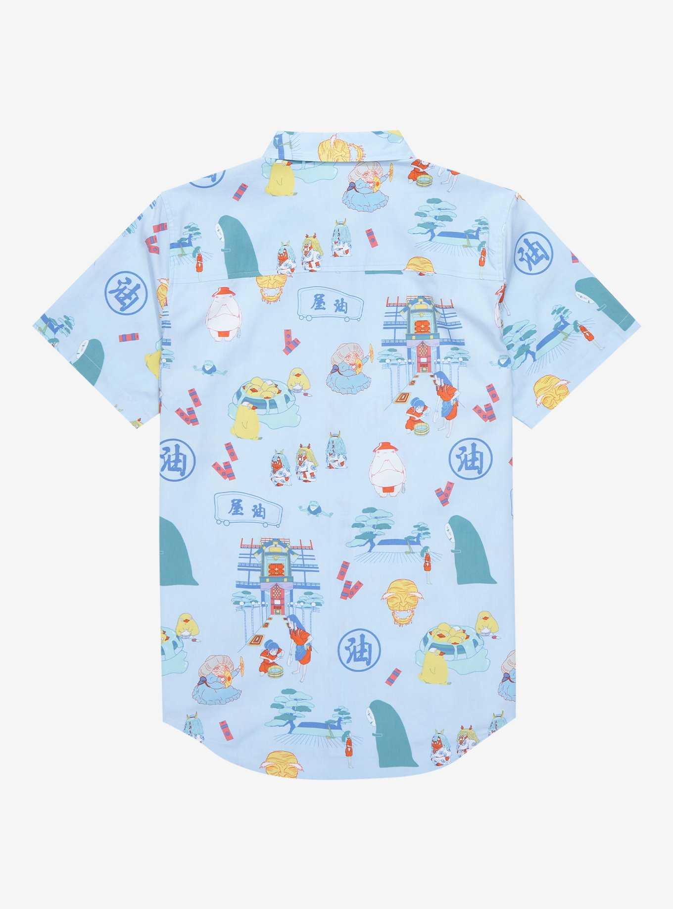 Studio Ghibli Spirited Away Tonal Icons Allover Print Woven Button-Up - BoxLunch Exclusive, , hi-res
