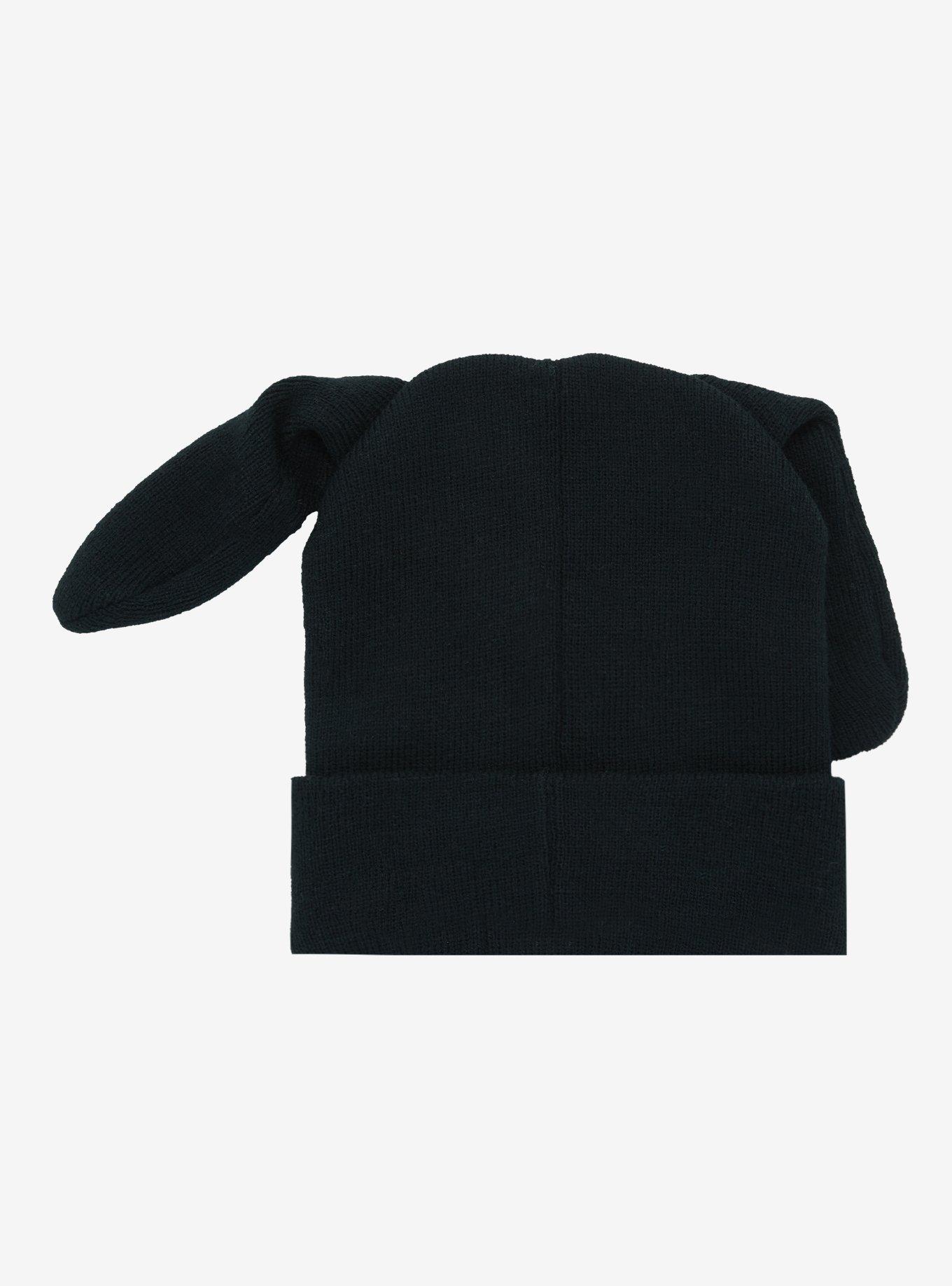 Stitched Black Bunny Figural Beanie, , alternate