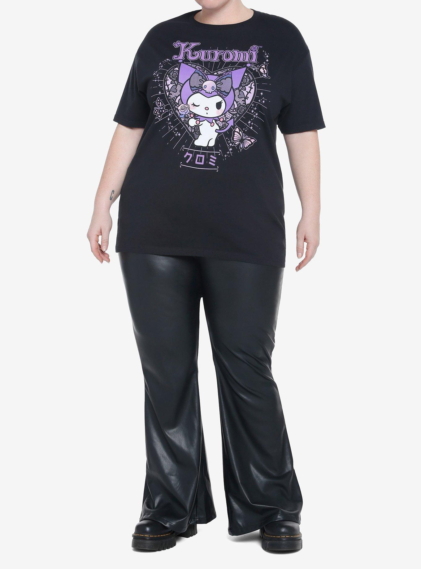 Kuromi Lace Heart Boyfriend Fit Girls T-Shirt Plus Size, MULTI, alternate