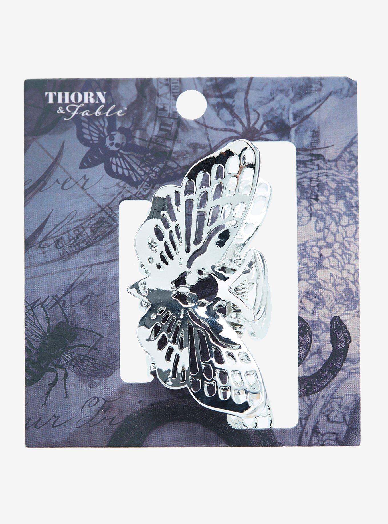Silver Death Moth Claw Hair Clip, , alternate