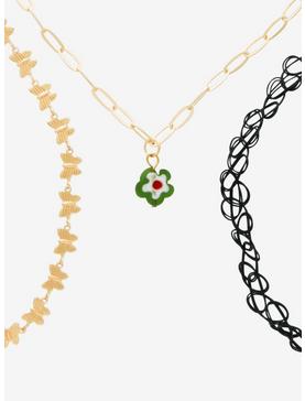Thorn & Fable Butterfly Flower Choker Necklace Set, , hi-res