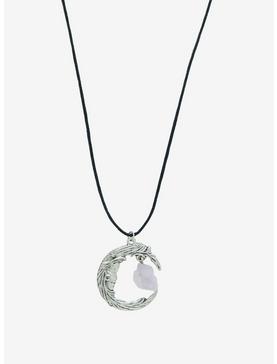 Crescent Moon Face Stone Cord Necklace, , hi-res