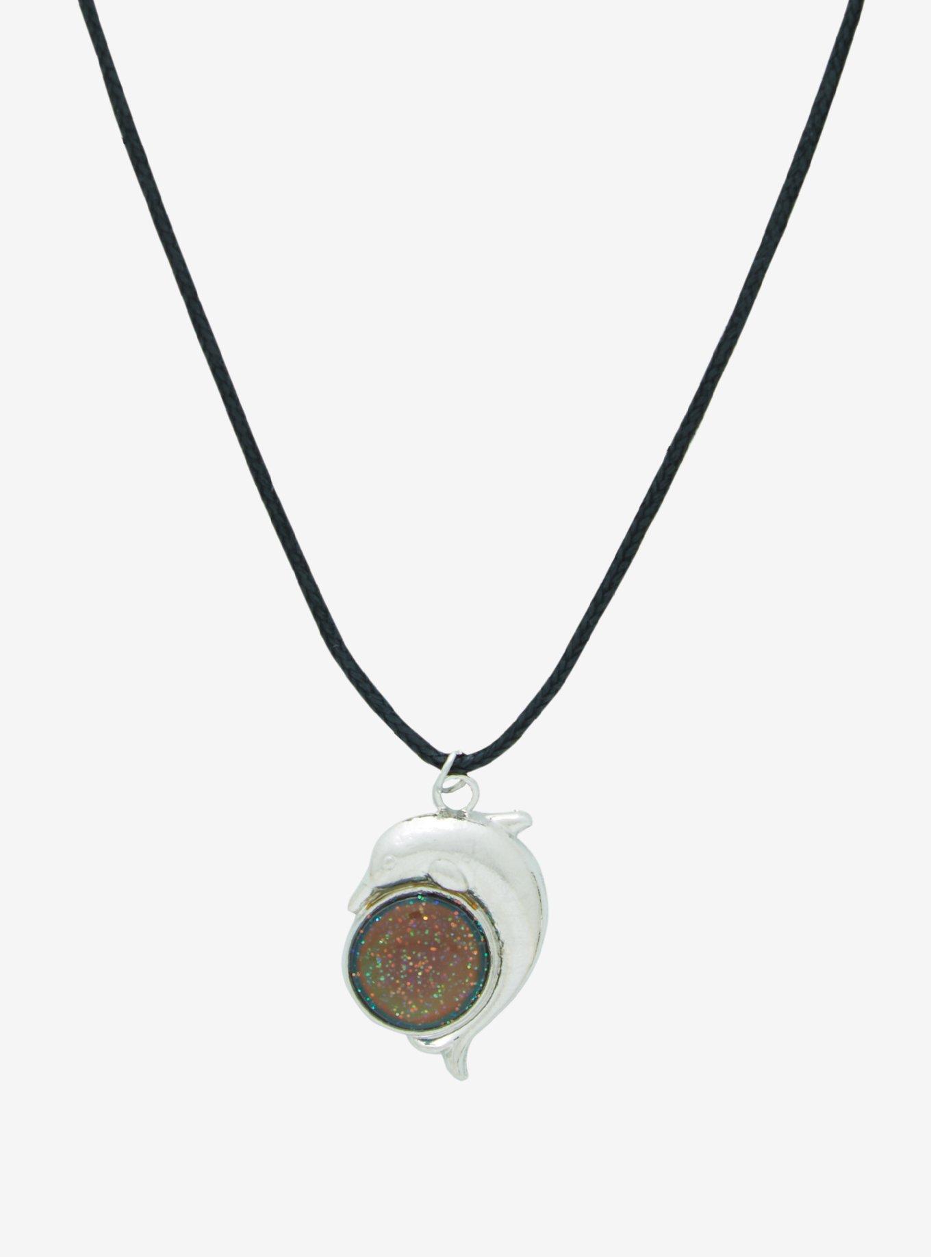 Dolphin Galaxy Glitter Cord Necklace, , alternate