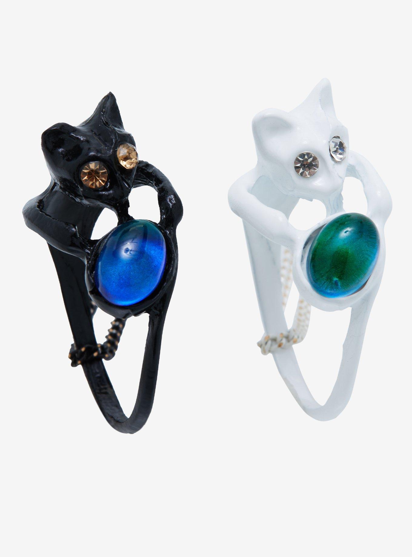 Black & White Cat Mood Best Friend Necklace Set, , alternate