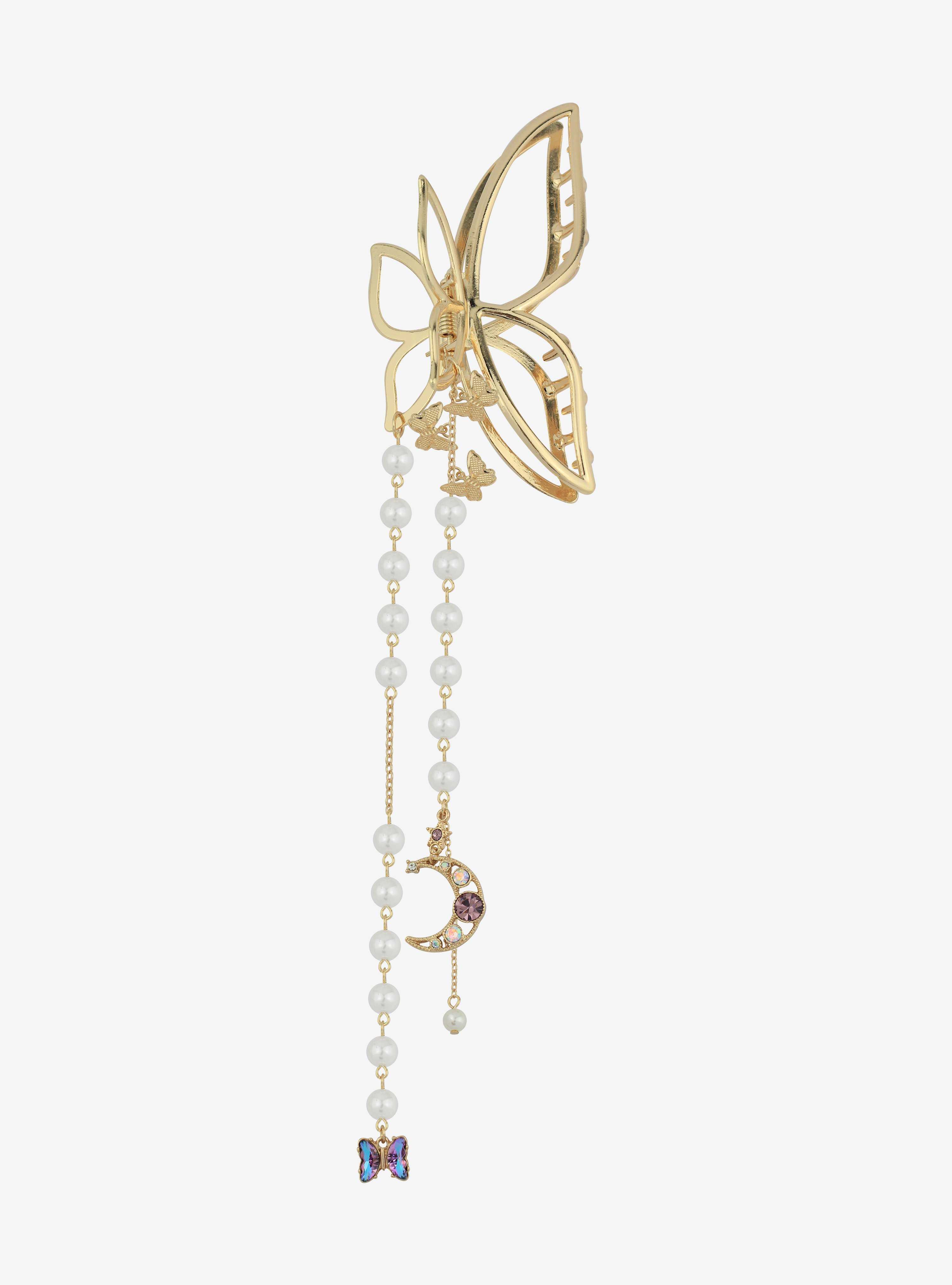 Cosmic Aura Butterfly Pearl Claw Hair Clip, , hi-res