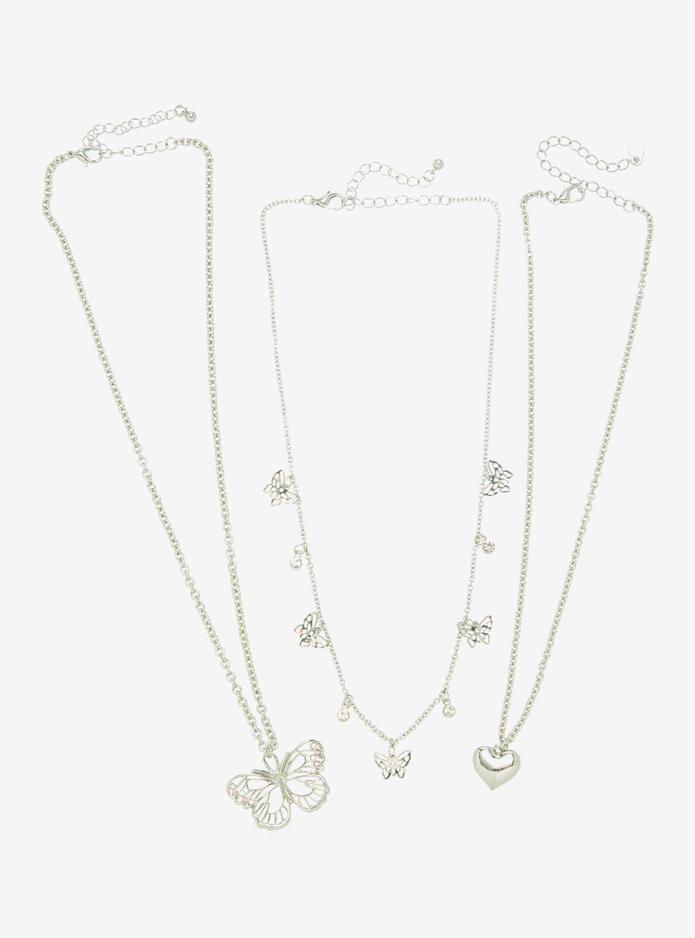 Butterfly Heart Necklace Set, , alternate