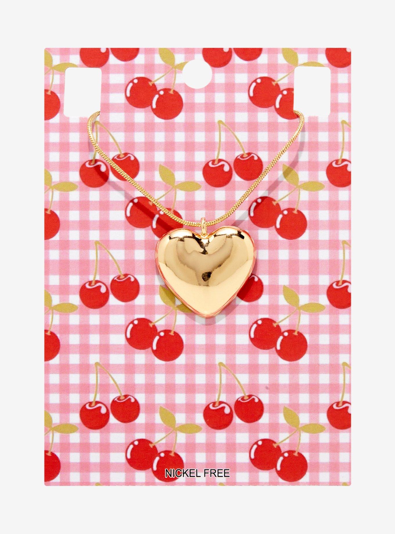 Gold Bubble Heart Pendant Necklace, , alternate