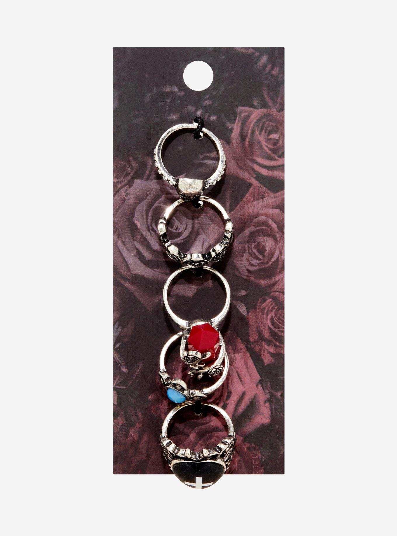 Gothic Rose Cross Ring Set, , alternate