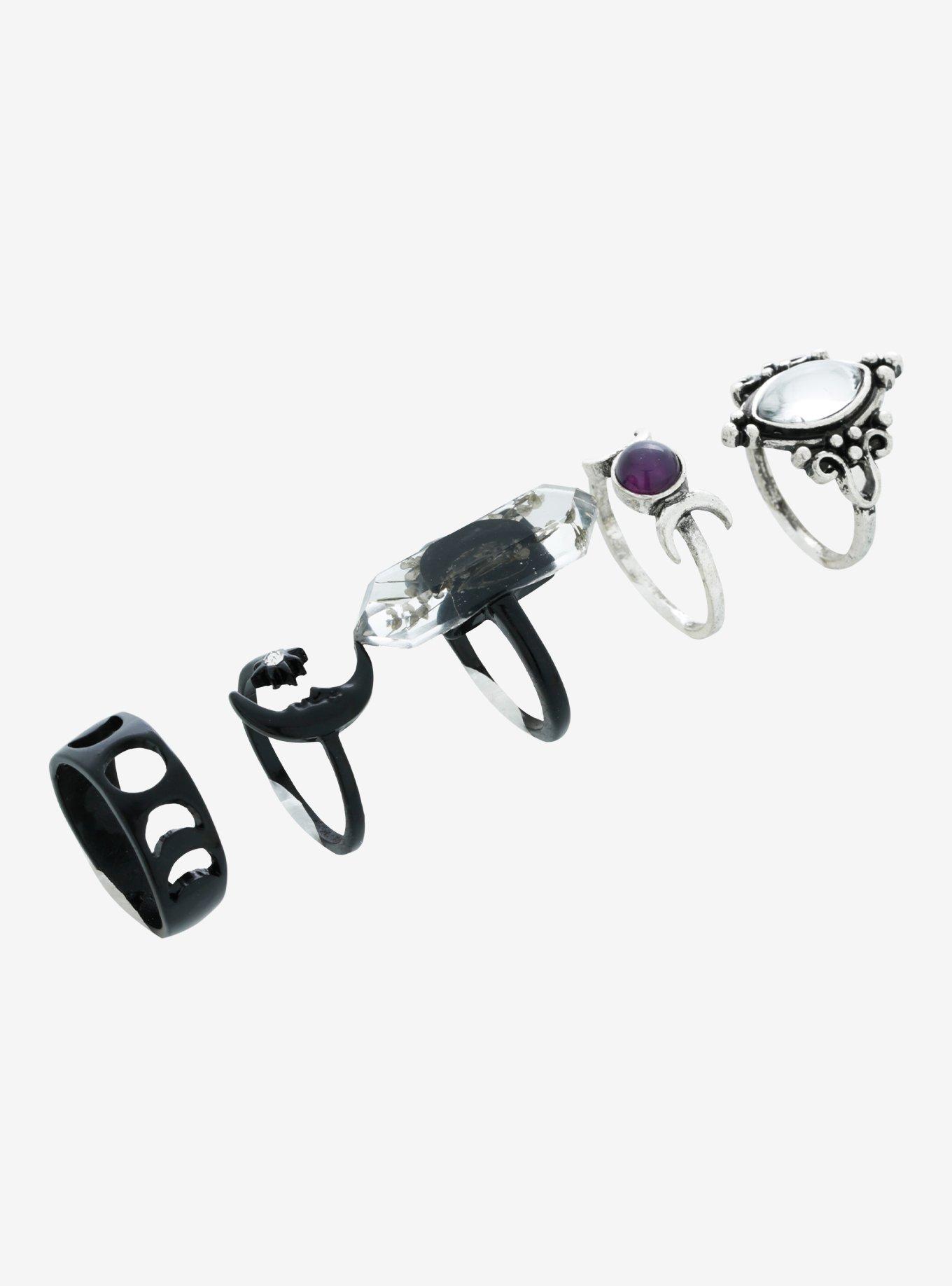 Dark Moon Crystal Ring Set, , alternate