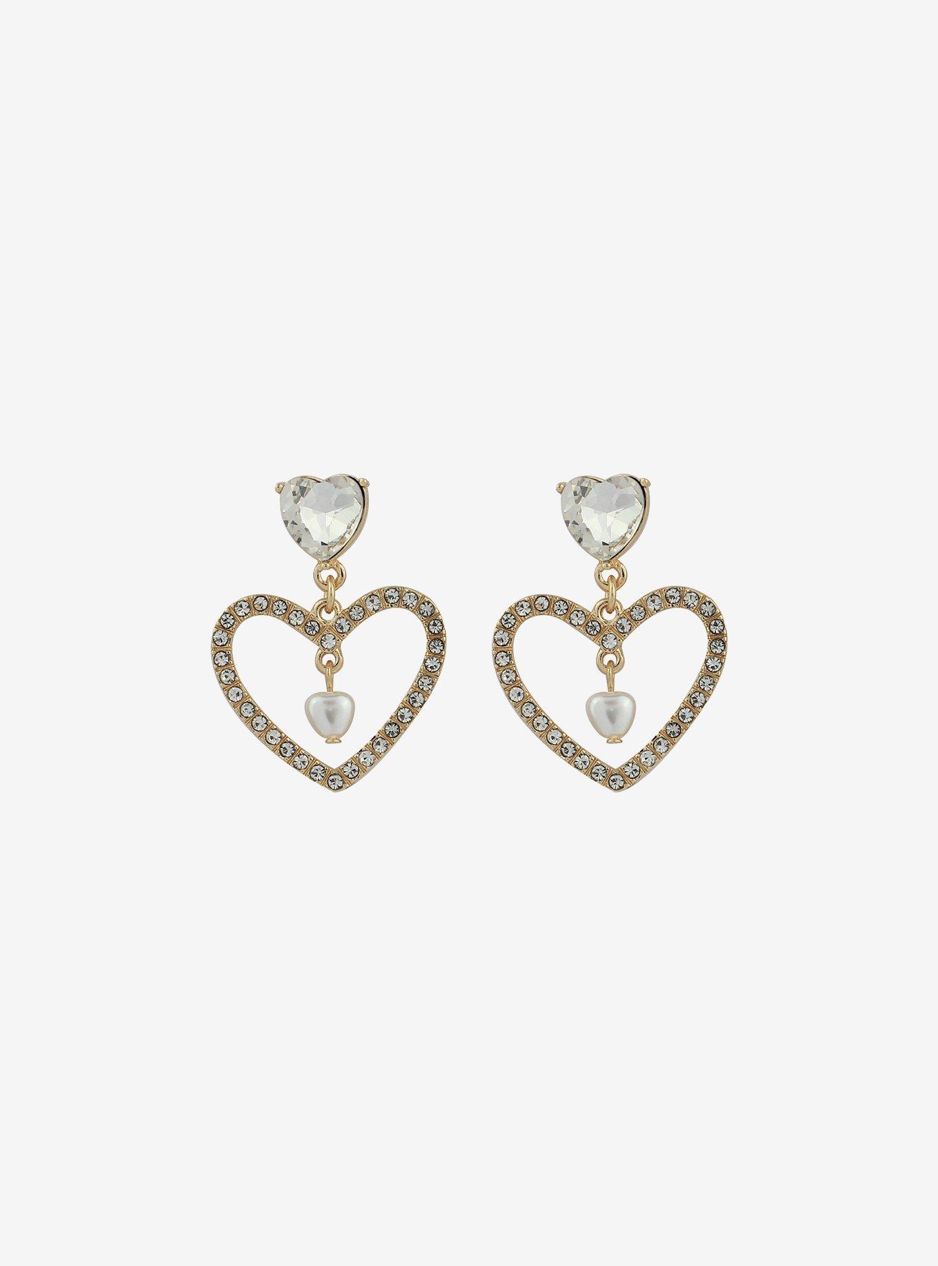Sweet Society Bling Heart Drop Earrings, , alternate