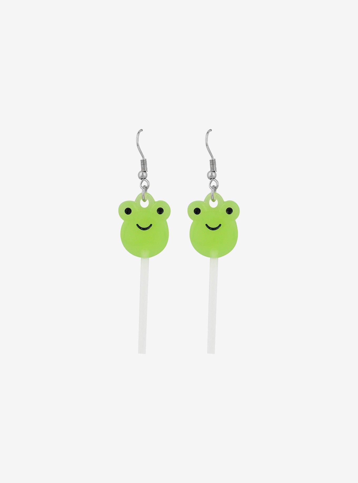 Thorn & Fable Frog Lollipop Drop Earrings, , alternate