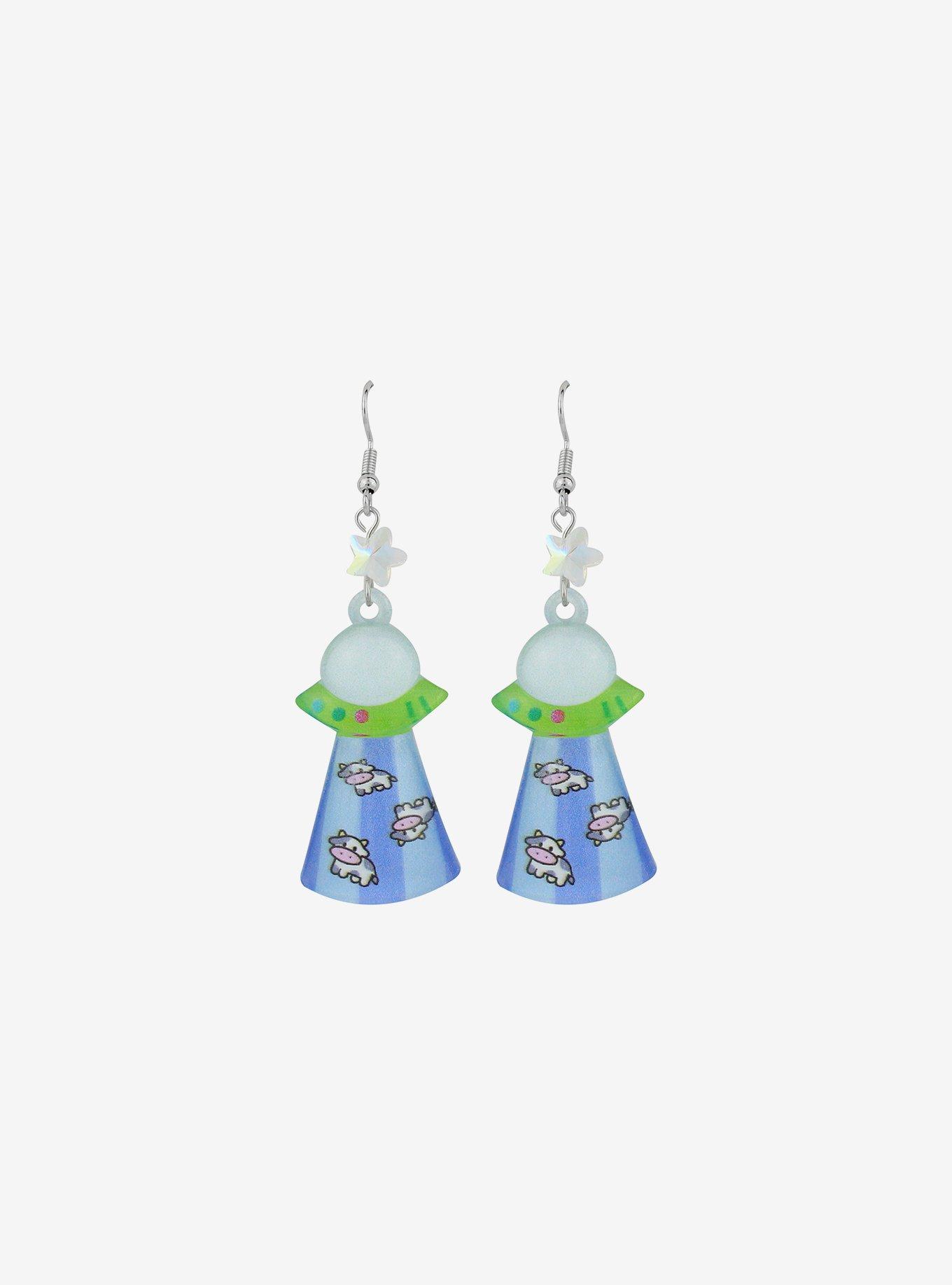 Cosmic Aura Cow UFO Drop Earrings, , alternate