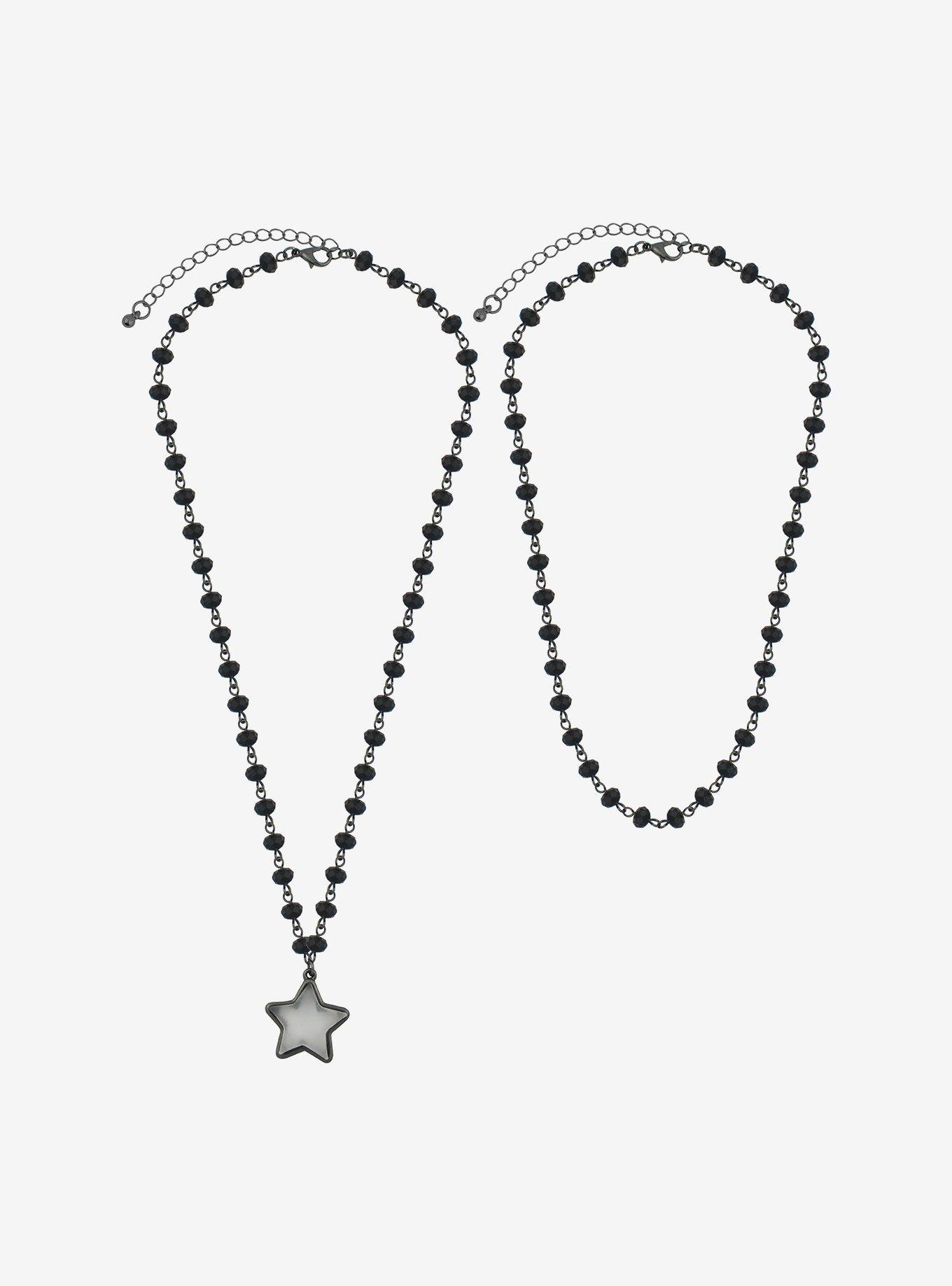 Black Star Rosary Necklace Set, , alternate