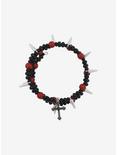 Black & Red Spike Cross Bracelet, , alternate