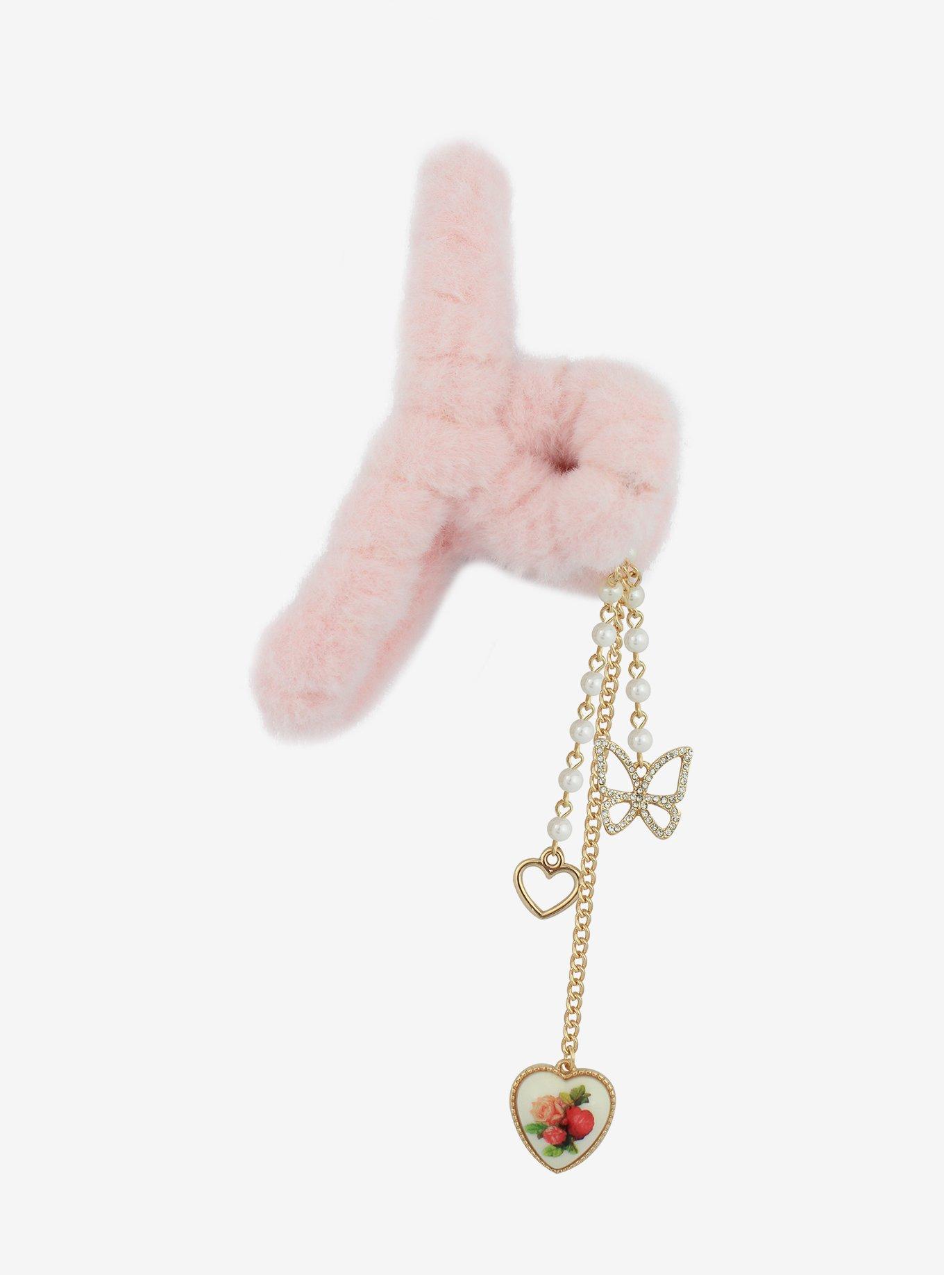 Sweet Society Heart Butterfly Fuzzy Claw Hair Clip, , alternate