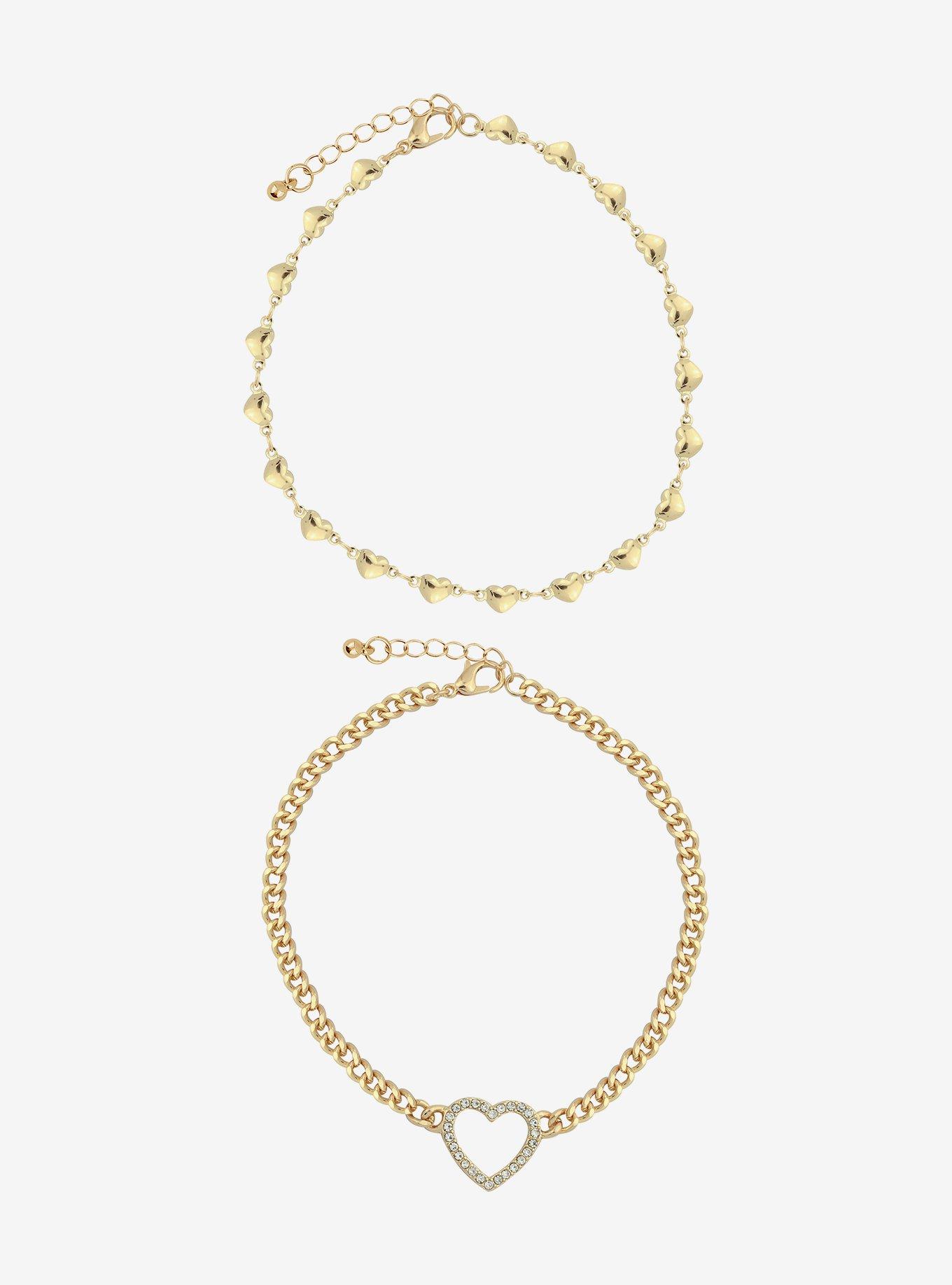 Sweet Society Gold Heart Ankle Bracelet Set, , alternate