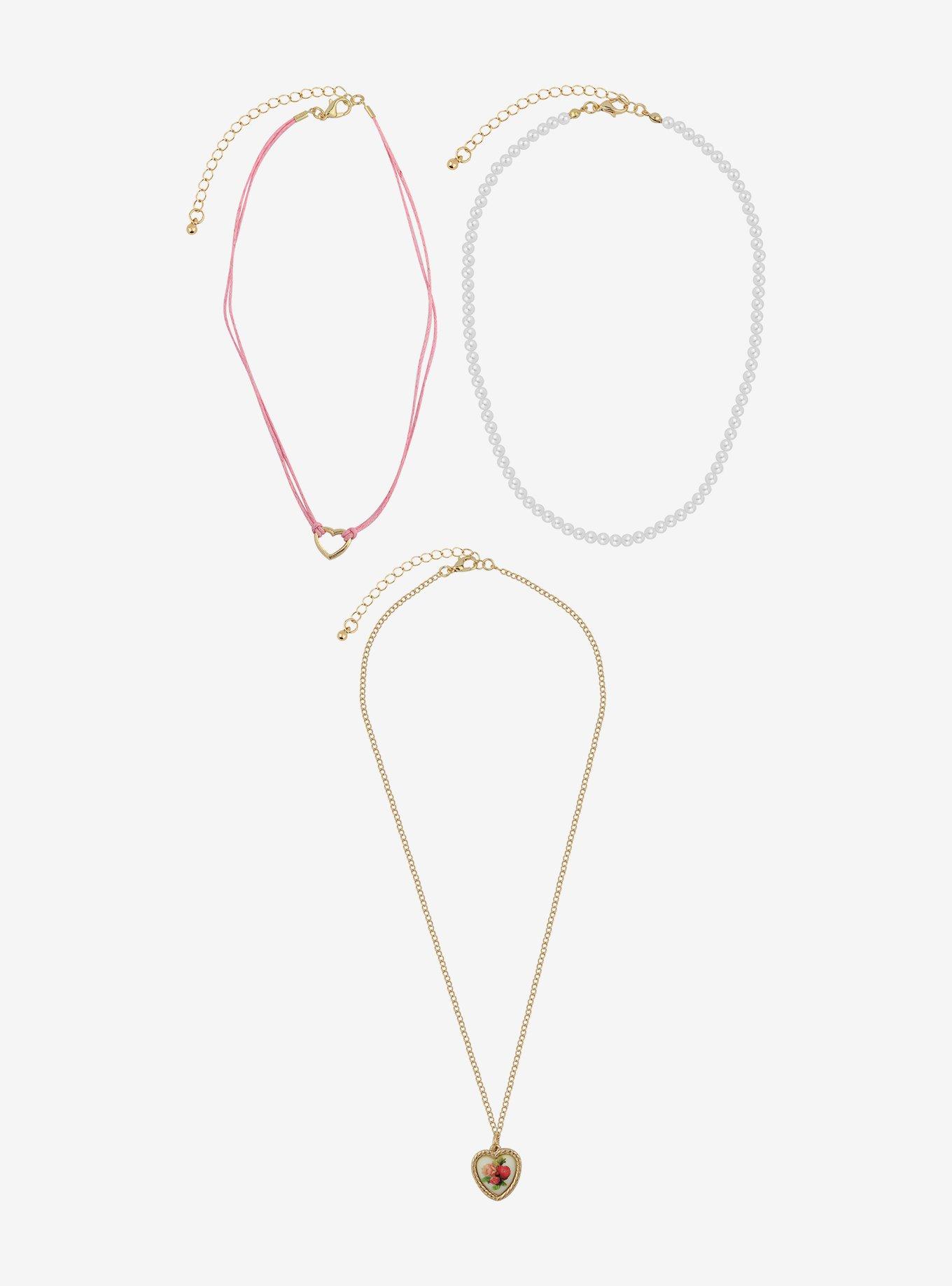 Sweet Society Heart Pearl Necklace Set, , alternate